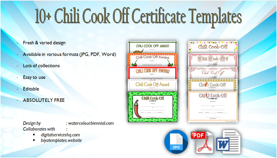 Chili Cook Off Certificate Templates [10+ NEW DESIGNS FREE DOWNLOAD]