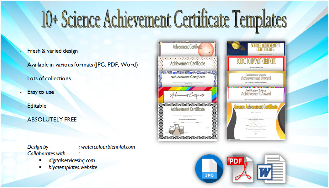 Download science achievement certificate template, award, science fair certificates of participation pdf, word, exhibition, stem, robotics, 1st place, winner, printable, editable free