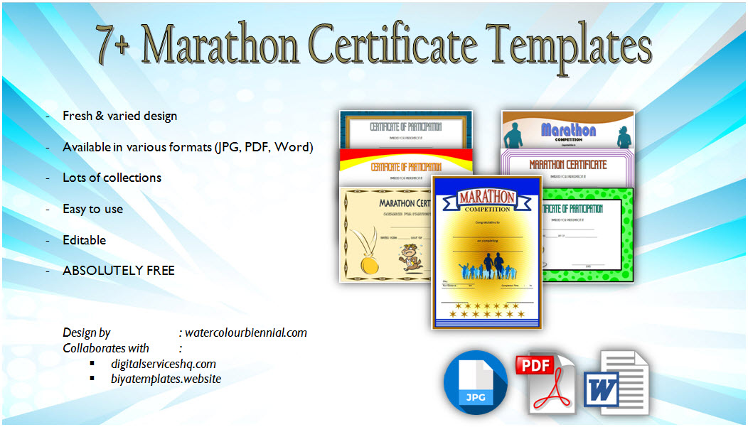 Download marathon certificate template, winner, finisher, running, participation templates, completion, pdf, word, 5k, fun run, printable, editable for free!