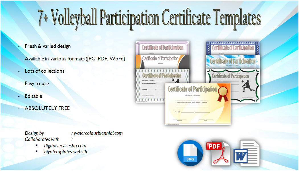 Download volleyball participation certificate templates, volleyball certificate template, certificate of participation template volleyball, volleyball awards for players, volleyball achievement certificate, volleyball certificates pdf, volleyball certificate ideas, funny volleyball certificates, free printable volleyball templates, welcome certificate template