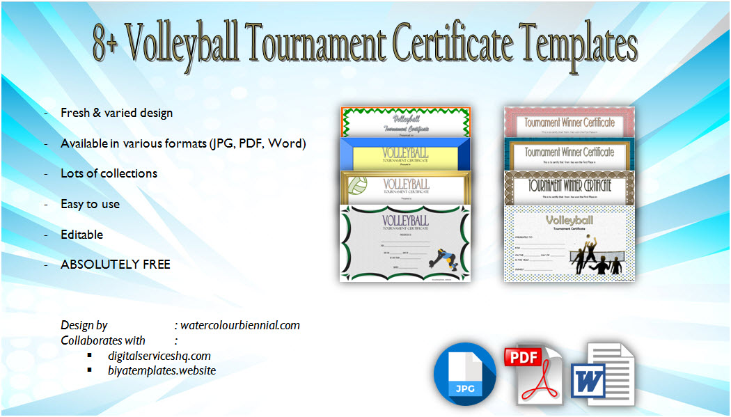Download Volleyball Tournament Certificate Templates, volleyball participation certificate template, volleyball awards for players, certificate of achievement volleyball, volleyball certificates pdf, volleyball certificate template, free printable volleyball templates, printable volleyball certificates awards, volleyball certificate ideas