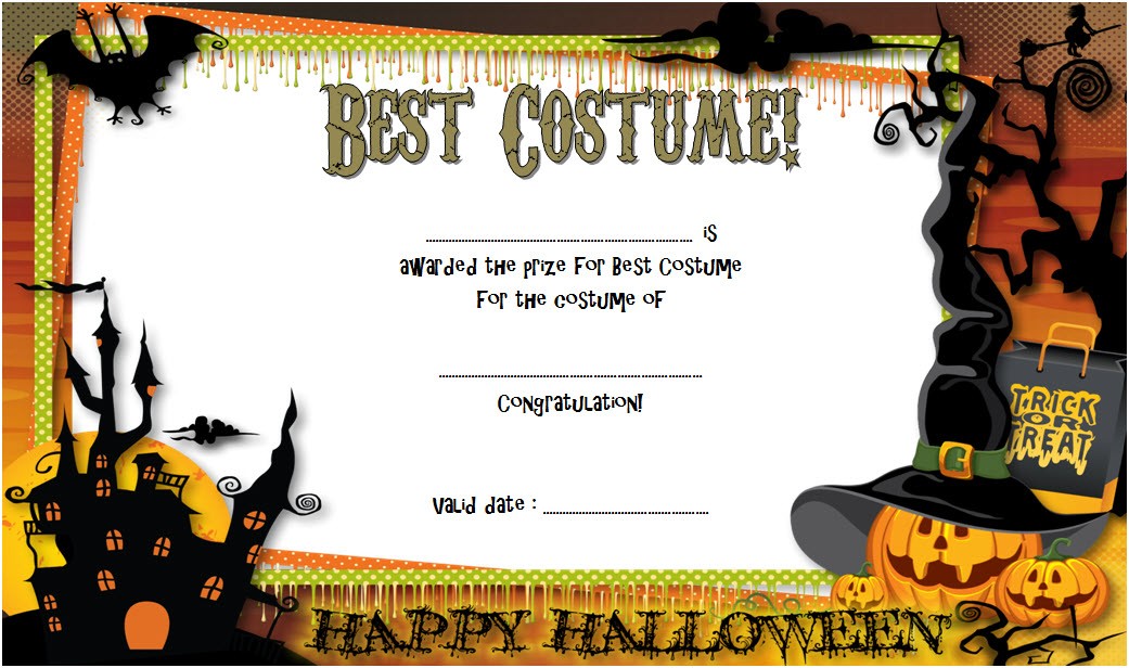Halloween Costume Certificate Template 7  BEST DESIGNS FREE Fresh