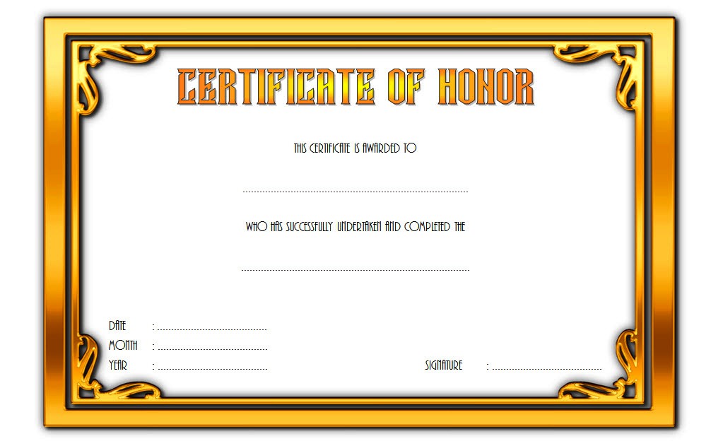 In Honor Of Certificate Template