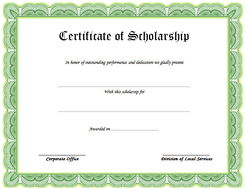 Certificate Of Scholarship 2 Fresh Professional Templates