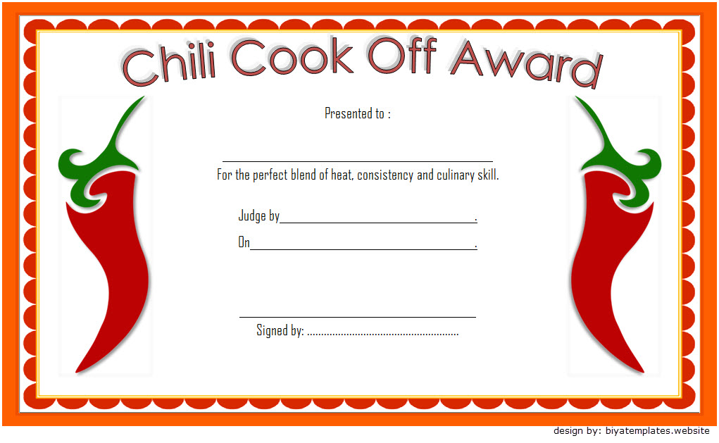 Chili Cook Off Certificate Templates 10 NEW DESIGNS FREE DOWNLOAD Fresh Professional