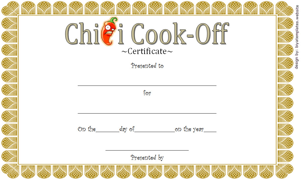 Chili Cook Off Winner Certificate Template