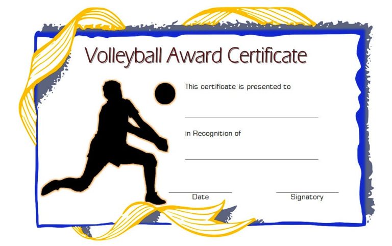 Download 7  Volleyball Certificate Templates Free Fresh