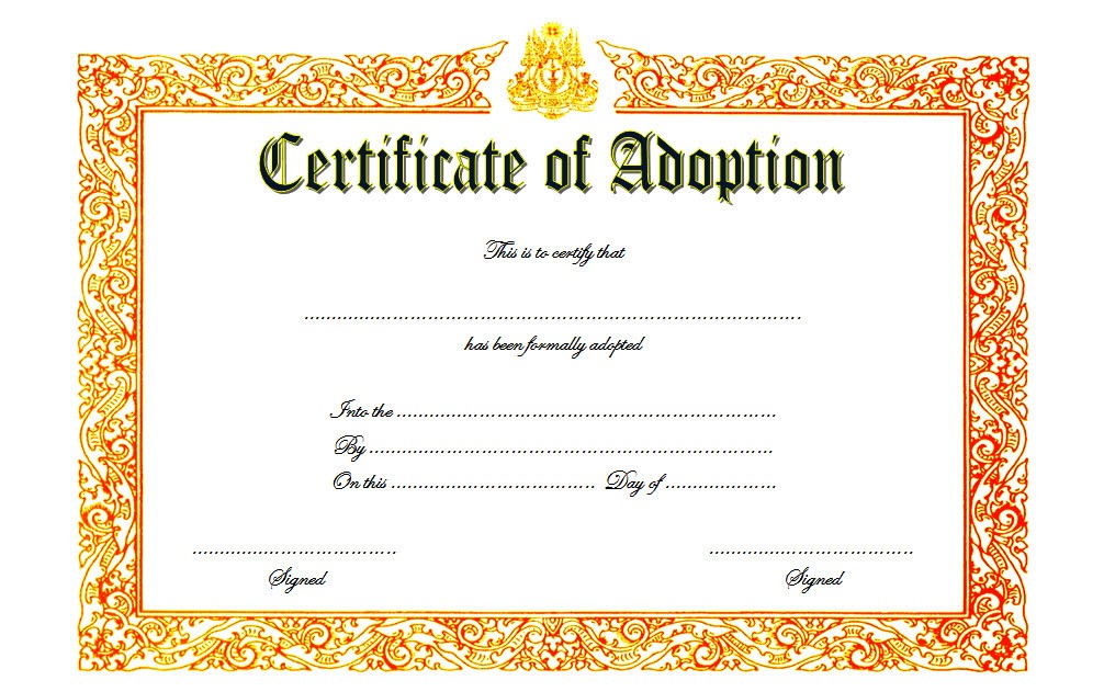 Child Adoption Certificate Template 3