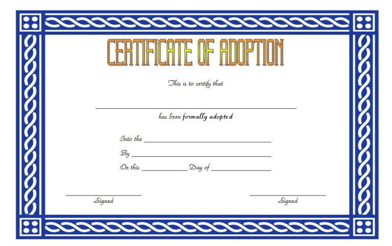 Child Adoption Certificate Template