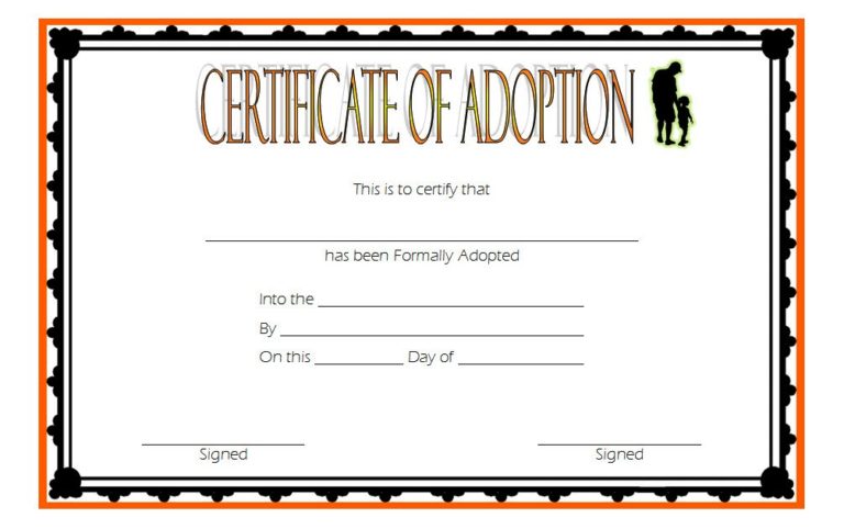 Child Adoption Certificate Template