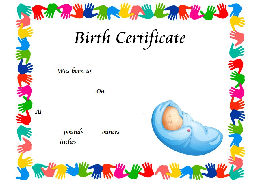 Fillable Birth Certificate Template Free 10 VARIOUS DESIGNS Fresh 