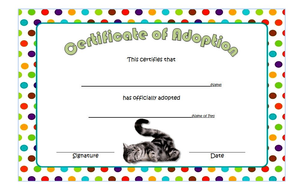 Cat Adoption Certificate Templates Free 9  Update Designs 2019