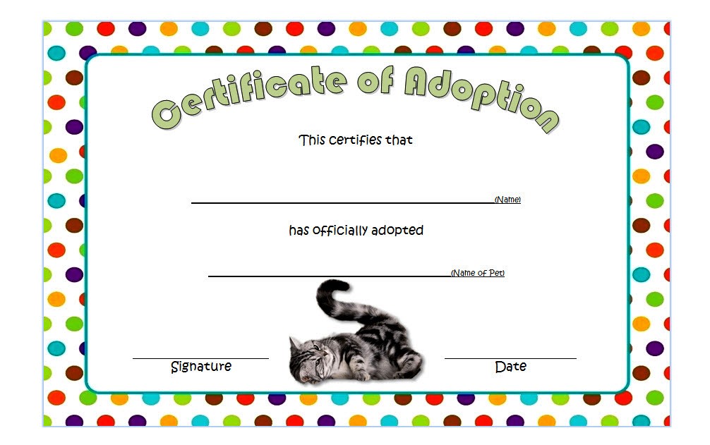 Cat Adoption Certificate Template Free Printable Templates