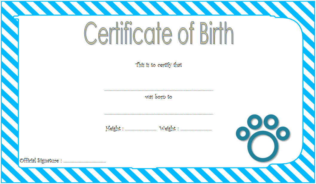 Cat Birth Certificate Free Printable