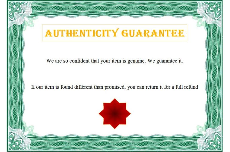 signed book certificate of authenticity template