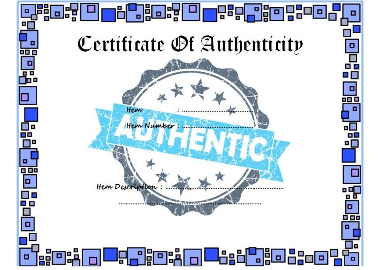 Certificate of Authenticity Templates Free [10+ LIMITED EDITIONS ...