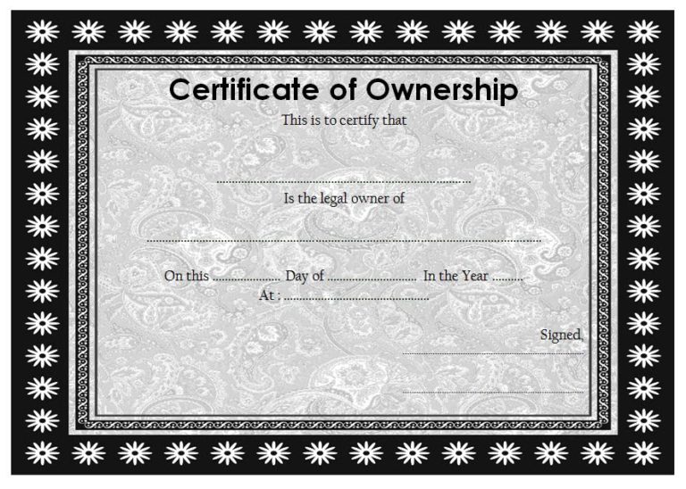 Ownership Certificate Templates Editable [10+ OFFICIAL DESIGNS] Fresh