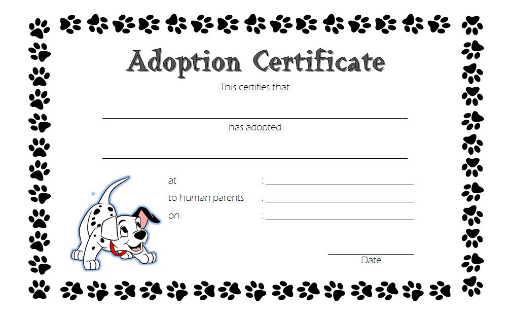 Dog Adoption Certificate 3