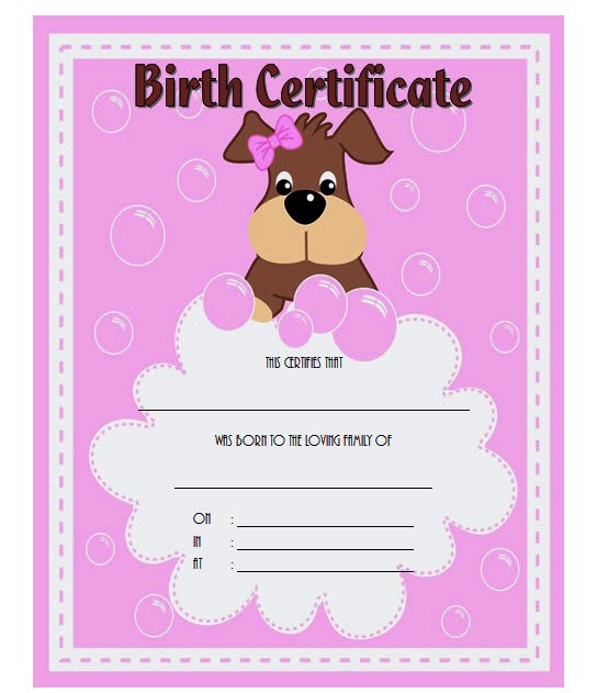 Dog Birth Certificate Template Editable [9+ Designs FREE] Fresh