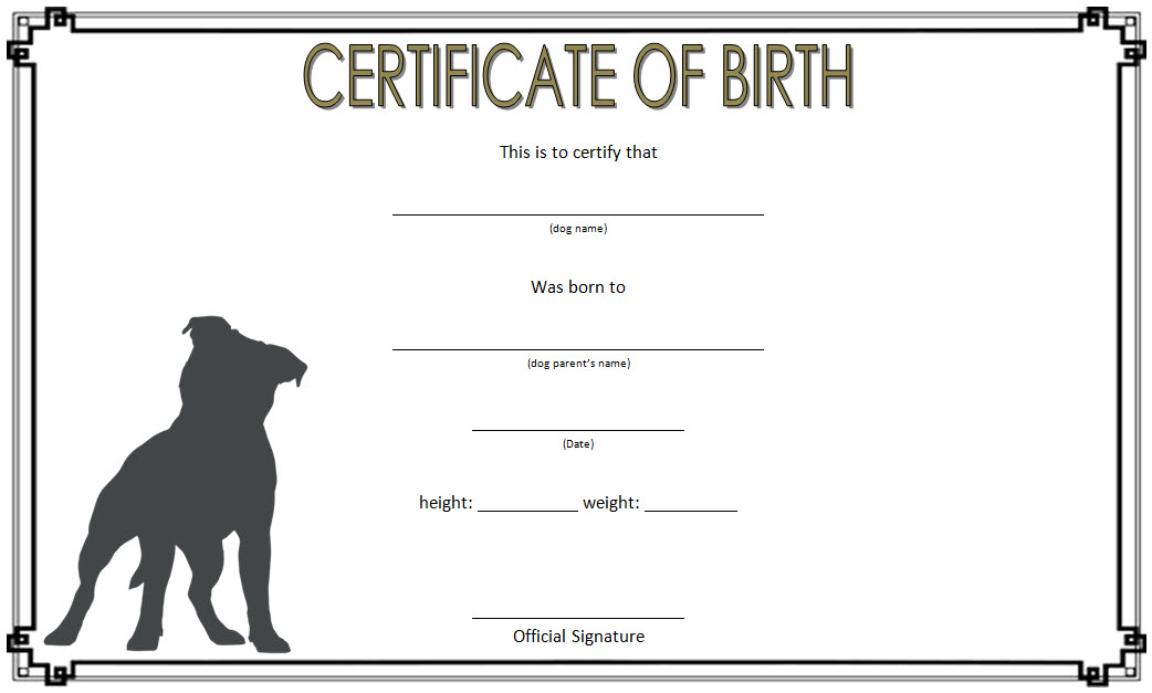 Dog Birth Certificate Template Editable 9 Designs FREE Fresh 