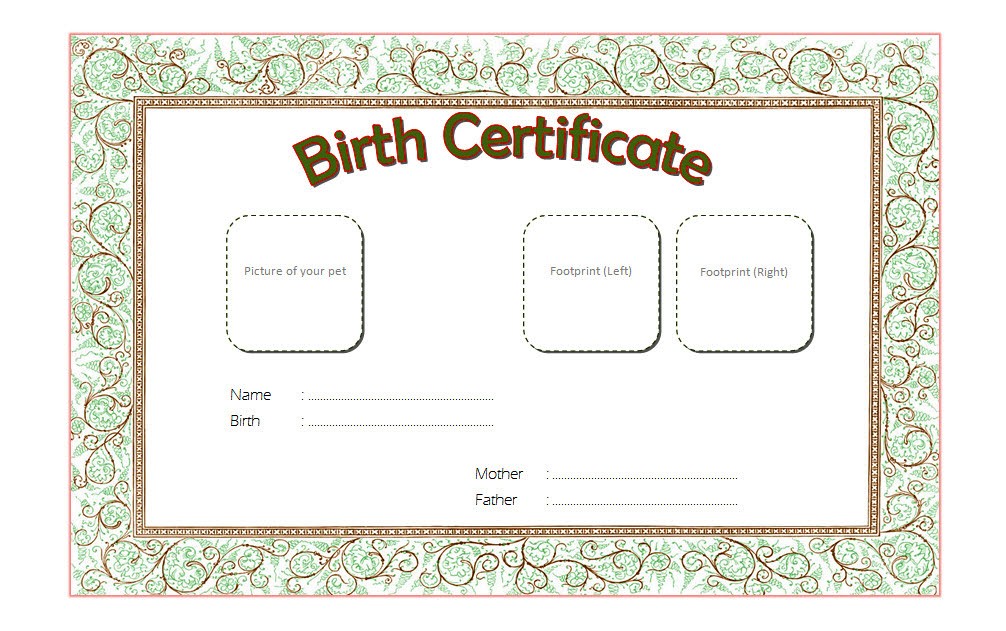 Dog Birth Certificate Template Editable [9+ Designs FREE] Fresh