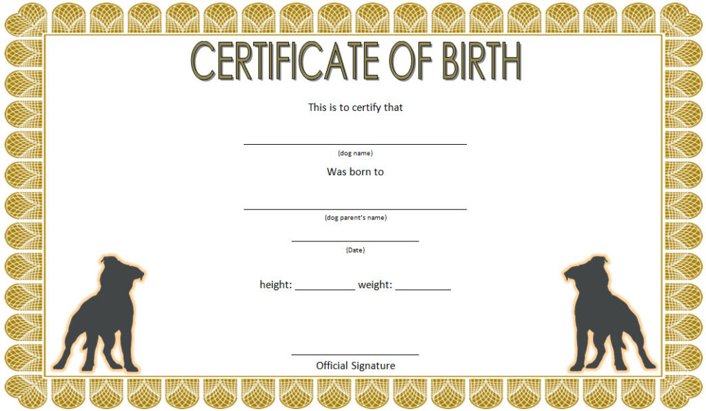 Dog Birth Certificate Template Editable [9+ Designs FREE]