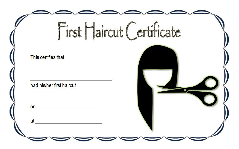 Printable First Haircut Certificate Printable Coloring Pages