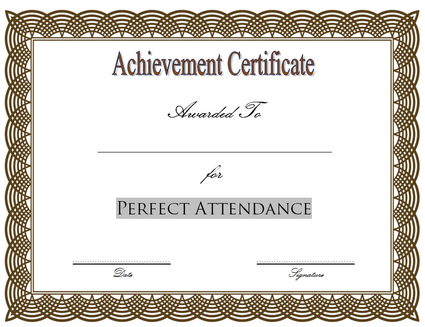 8 Printable Perfect Attendance Certificate Template Designs