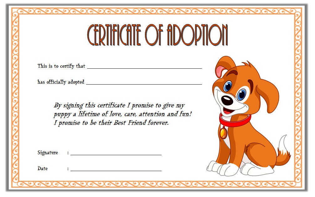 Printable Pet Adoption Certificate Template Printable Templates