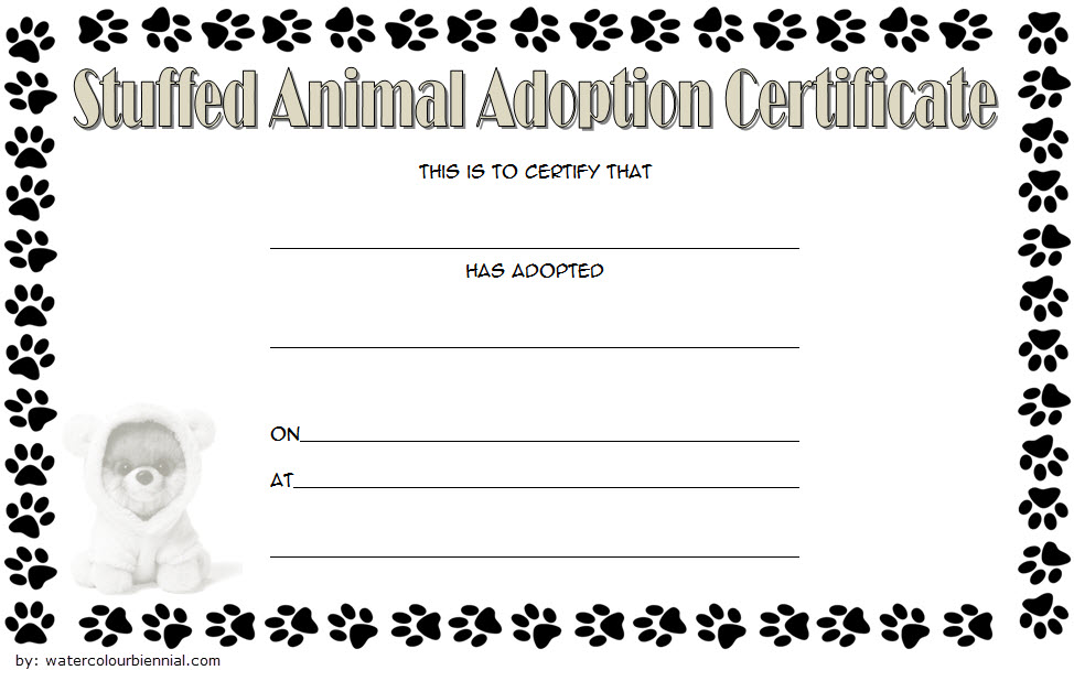 7 Stuffed Animal Adoption Certificate Editable Templates Fresh 