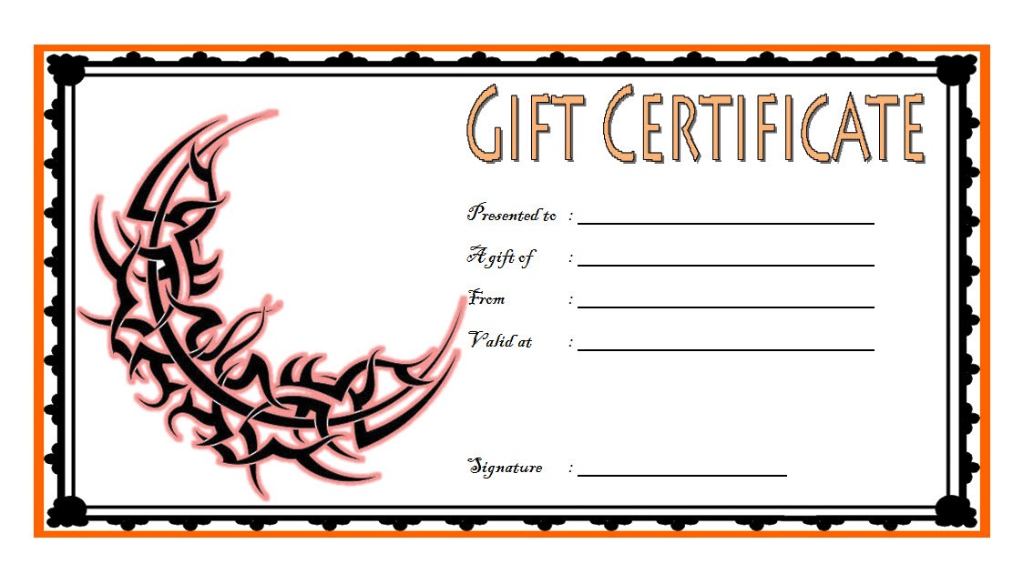 Tattoo Gift Certificate Template Free