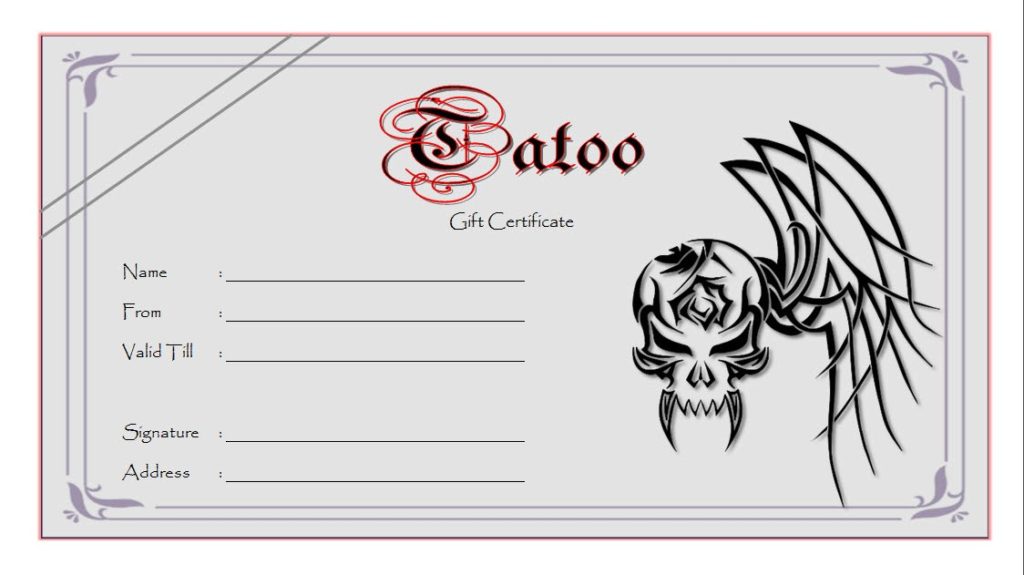 Tattoo Gift Certificate Template Free 7 Coolest Designs Fresh Professional Templates
