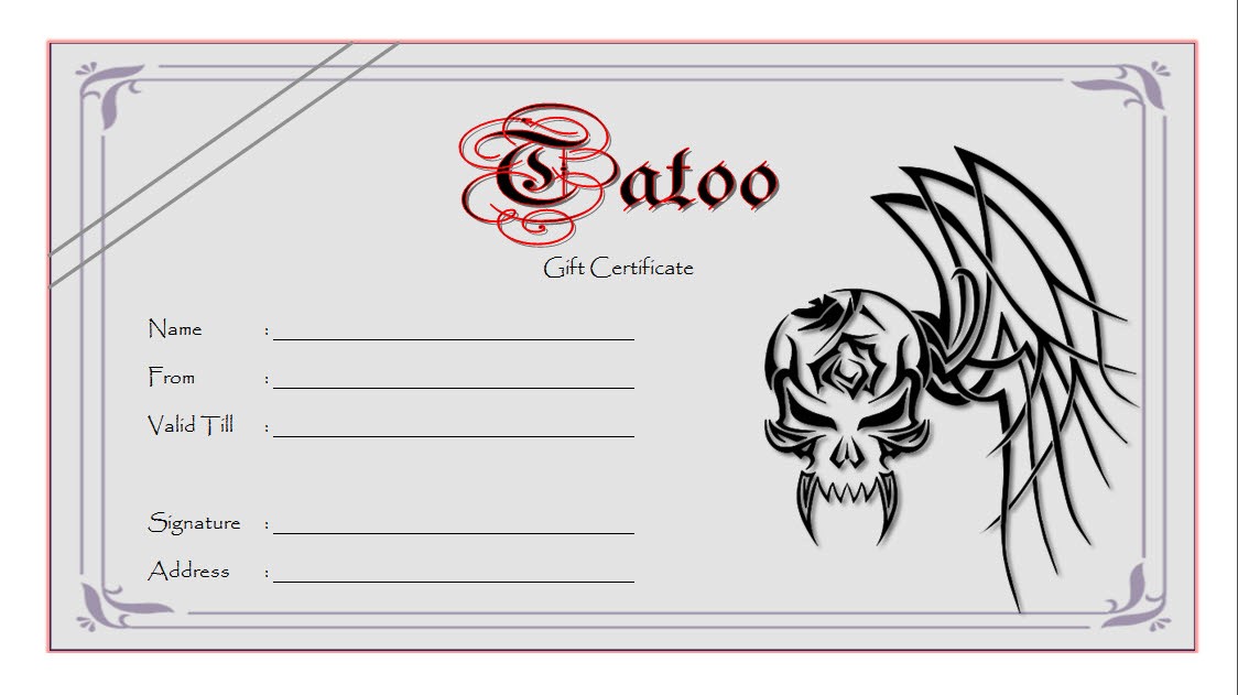 Tattoo Gift Certificate Template Free 7  Coolest Designs Fresh