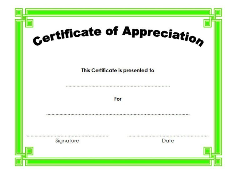 certificate of appreciation template word free download