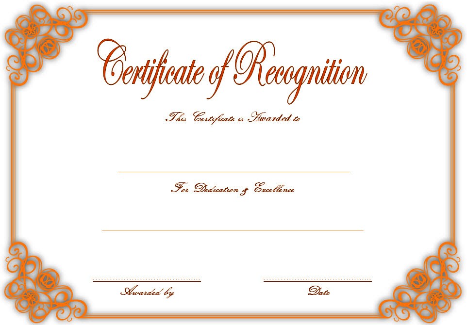10 Downloadable Certificate Of Recognition Templates FREE Fresh 
