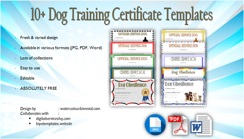 dog obedience certificate templates 8 free download