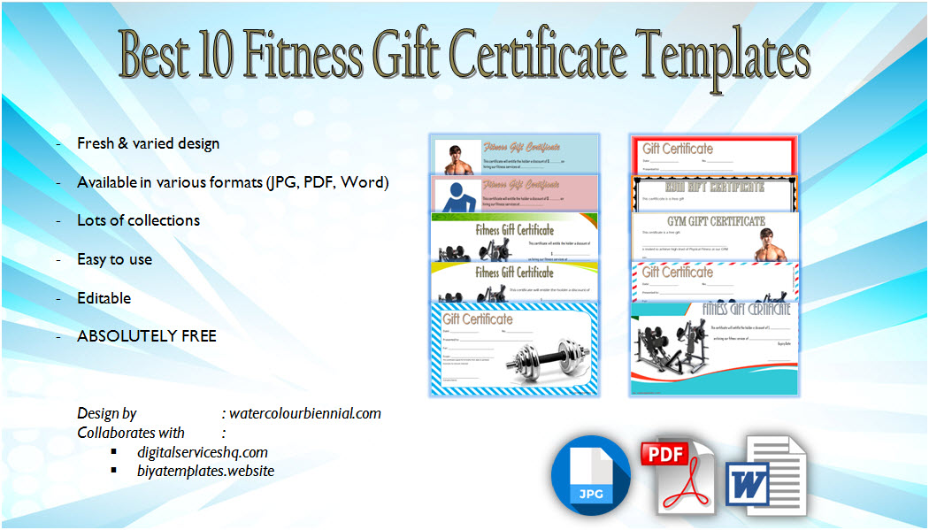Download 10+ Editable Fitness Gift Certificate Templates free for a gym, first, anytime, center as a voucher for the members.