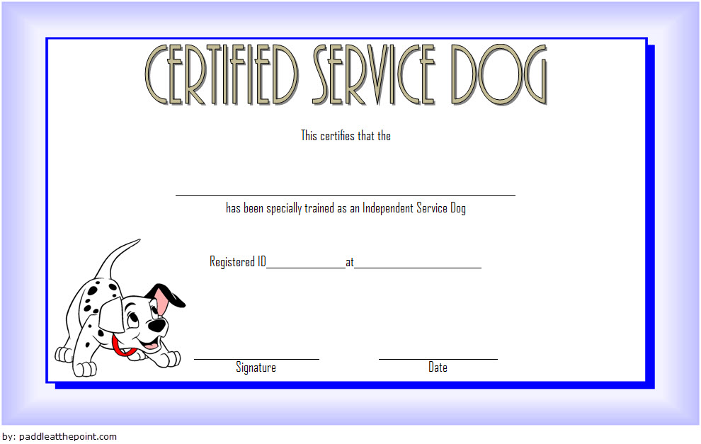 Service Dog Certificate Template