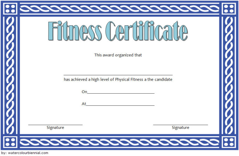 Physical Fitness Certificate Template Editable Free [7+ New DESIGNS