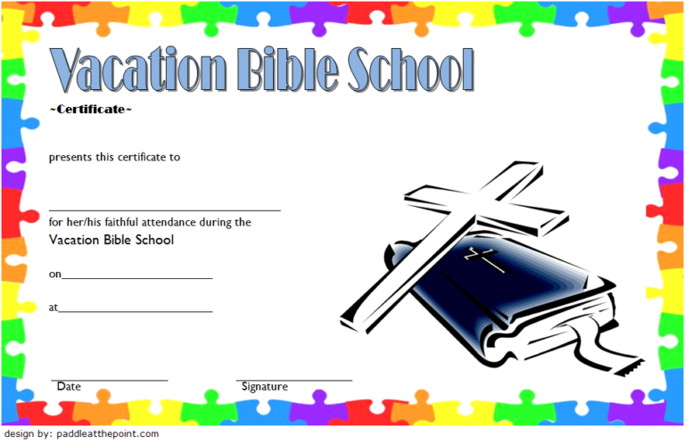 VBS Certificate Template Free: Lifeway Completion Attendance Fresh