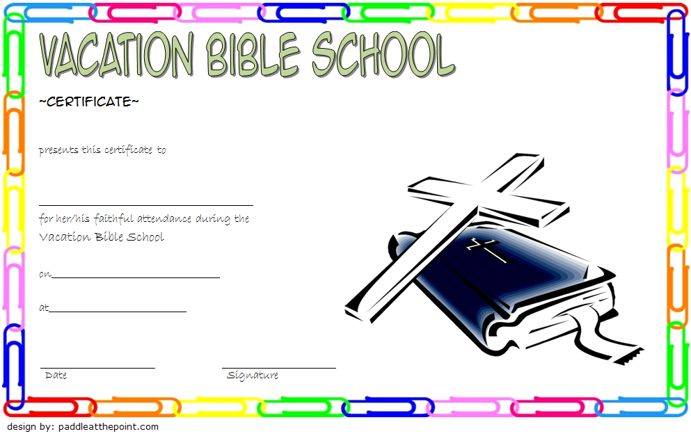 VBS Certificate Template Free: Lifeway, Completion, Attendance