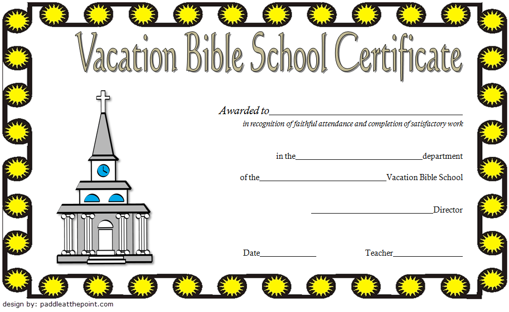 VBS Certificate Template Free Lifeway, Completion, Attendance