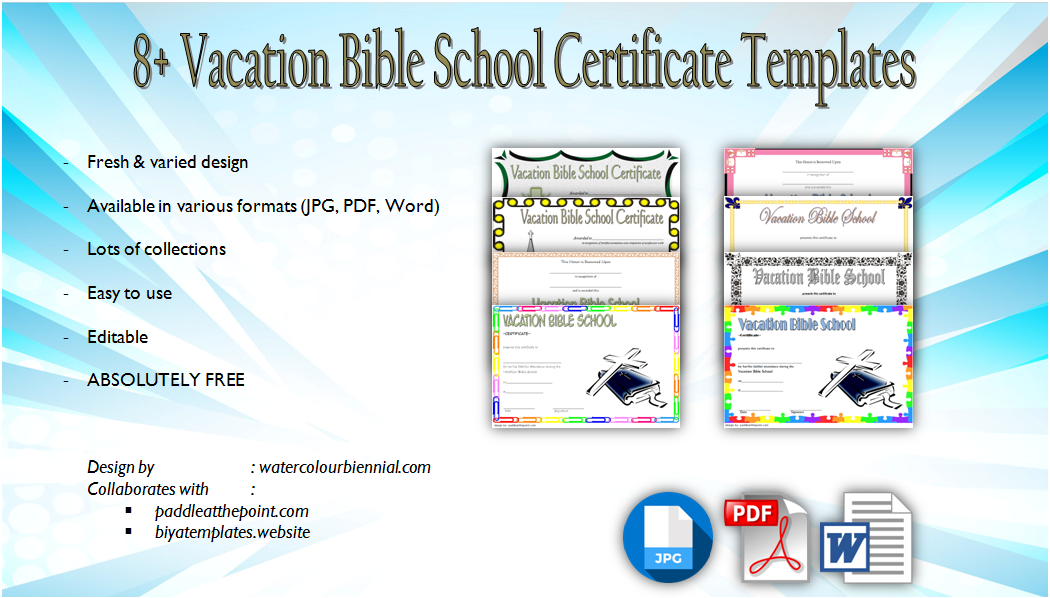 VBS Certificate Template Free: Lifeway, Completion, Attendance