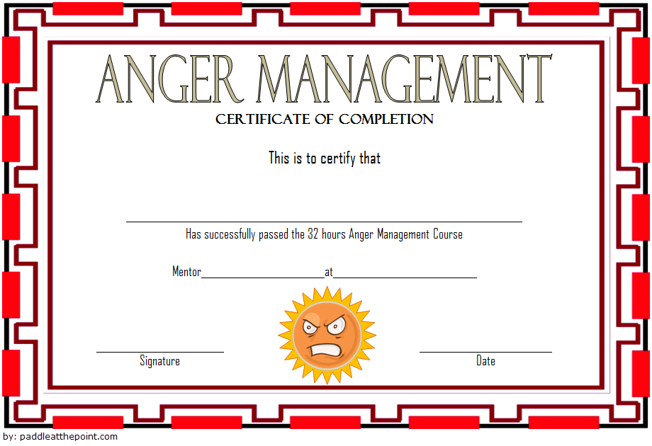 Anger Management Certificate Of Completion Template Download Printable