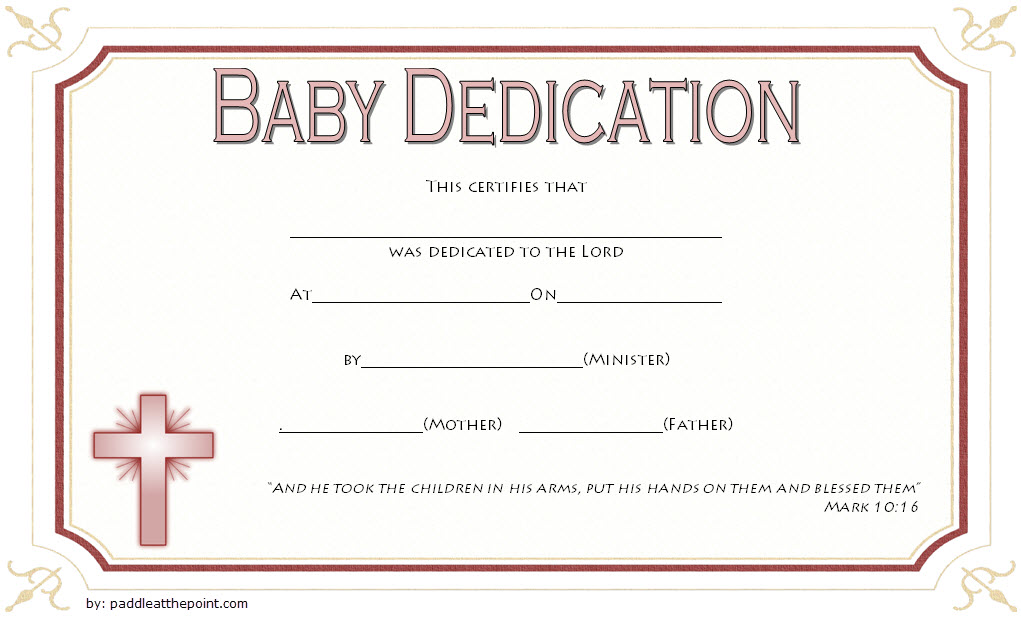 7 Free Printable Baby Dedication Certificate Templates FREE Fresh 