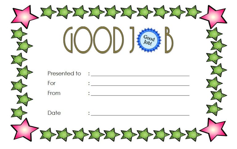 Good Job Certificate Template 9  Great Designs Fresh Professional