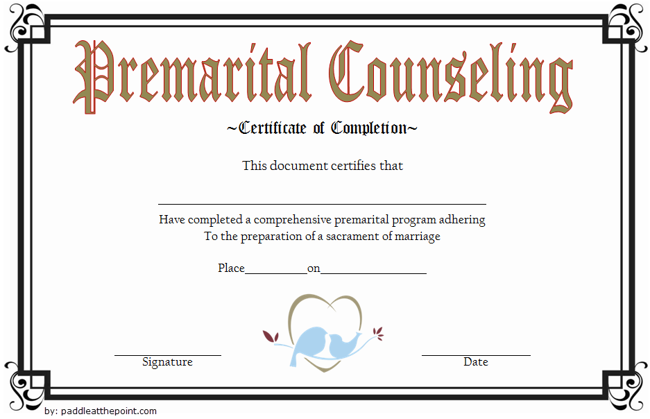 marriage counseling certificate template, marriage counseling certificate of completion, free marriage counseling certificate of completion template, free printable marriage counseling certificate, pre marriage counseling certificate template free, premarital course completion certificate