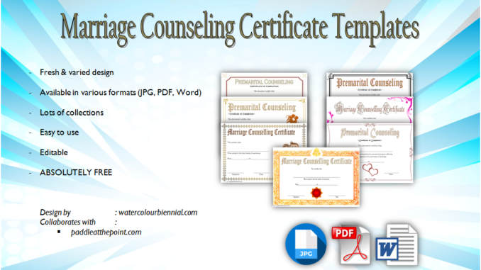 Marriage Counseling Certificate Template 7  Beautiful Designs