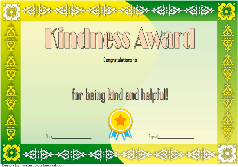 Kindness Certificate Template [7+ Current Designs FREE] – Fresh ...