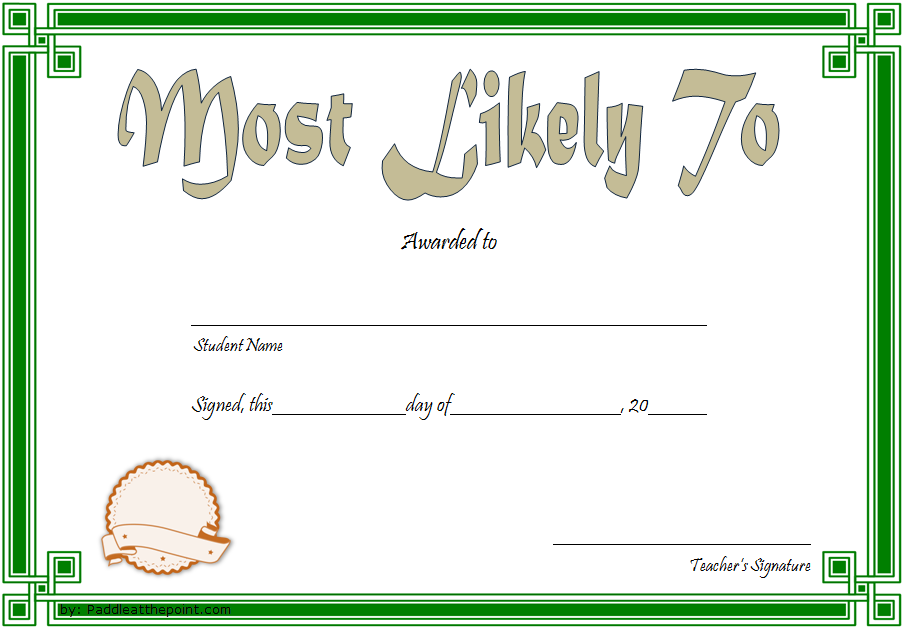 Most Likely To Certificate Template [9+ New Designs FREE] Fresh